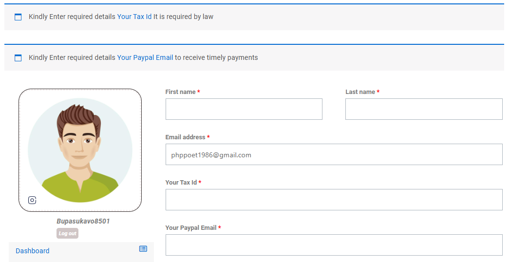 SysBasics Customize My account pro account fields