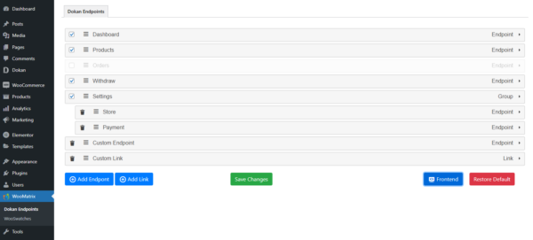 Customize Dokan Dashboard Endpoints Pro