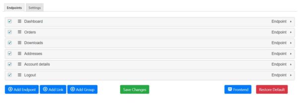 WooCommerce Customize My account Pro Endpoints